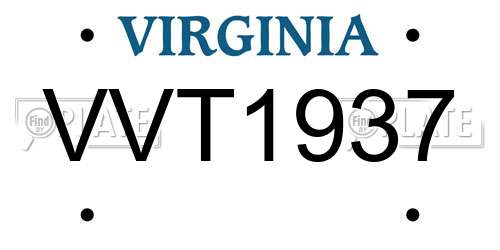 VVT1937 Virginia License Plate