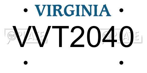 VVT2040 Virginia License Plate