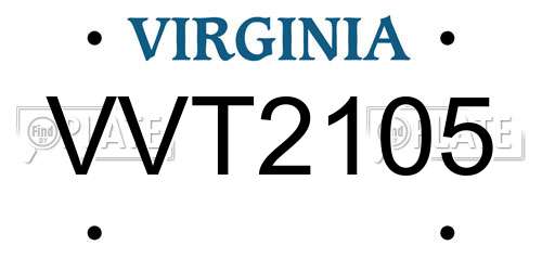 VVT2105 Virginia License Plate