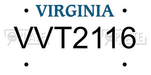 VVT2116 Virginia License Plate
