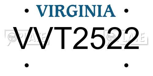 VVT2522 Virginia License Plate