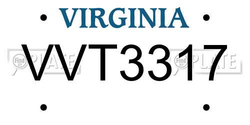 VVT3317 Virginia License Plate