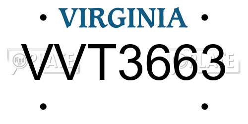 VVT3663 Virginia License Plate