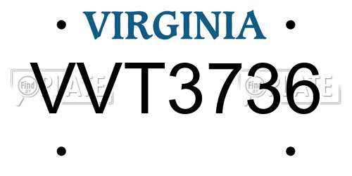 VVT3736 Virginia License Plate