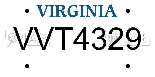 VVT4329 Virginia License Plate
