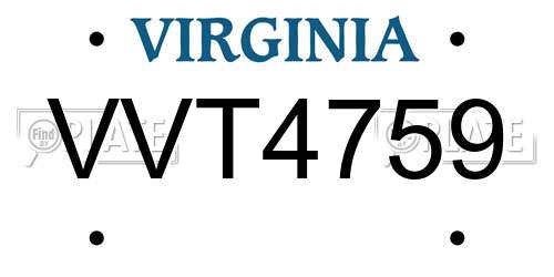 VVT4759 Virginia License Plate