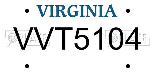 VVT5104 Virginia License Plate
