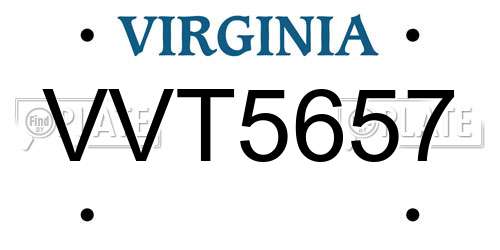 VVT5657 Virginia License Plate