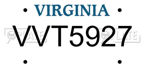VVT5927 Virginia License Plate