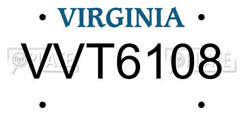 VVT6108 Virginia License Plate