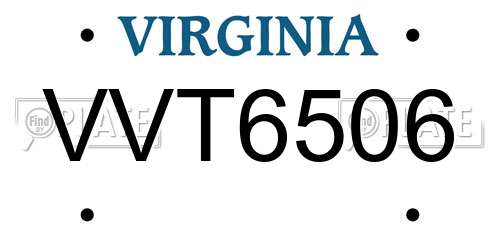VVT6506 Virginia License Plate