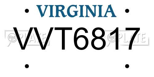 VVT6817 Virginia License Plate