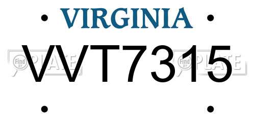 VVT7315 Virginia License Plate
