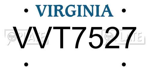 VVT7527 Virginia License Plate