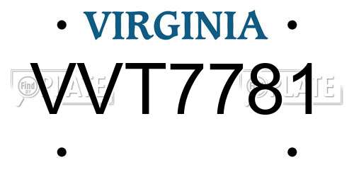 VVT7781 Virginia License Plate