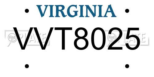VVT8025 Virginia License Plate