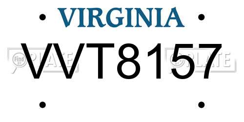 VVT8157 Virginia License Plate