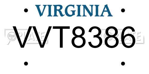 VVT8386 Virginia License Plate