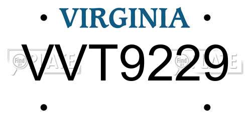 VVT9229 Virginia License Plate