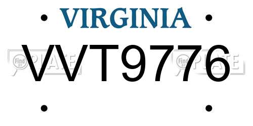 VVT9776 Virginia License Plate