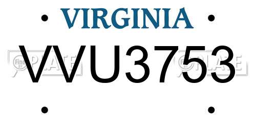 VVU3753 Virginia License Plate