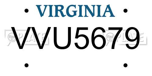 VVU5679 Virginia License Plate
