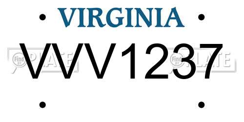 VVV1237 Virginia License Plate