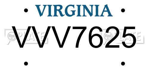 VVV7625 Virginia License Plate