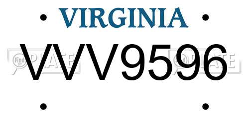 VVV9596 Virginia License Plate