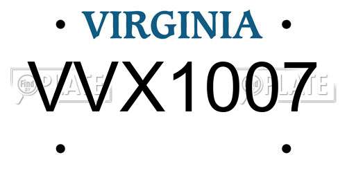 VVX1007 Virginia License Plate