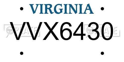 VVX6430 Virginia License Plate