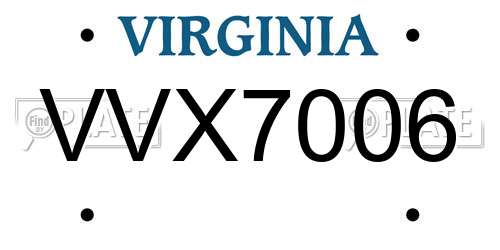 VVX7006 Virginia License Plate