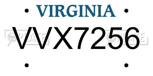 VVX7256 Virginia License Plate