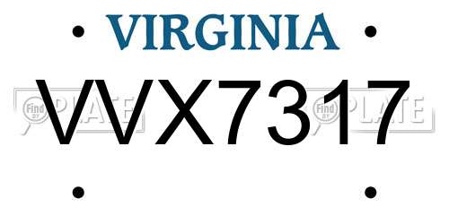 VVX7317 Virginia License Plate