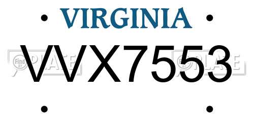 VVX7553 Virginia License Plate