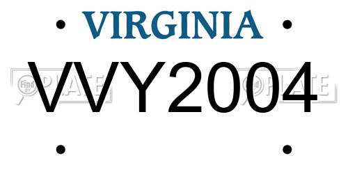 VVY2004 Virginia License Plate