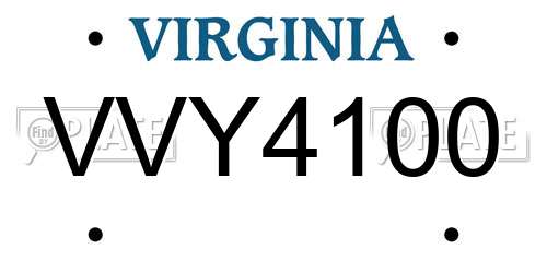 VVY4100 Virginia License Plate