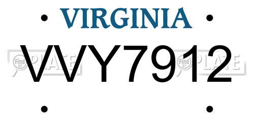 VVY7912 Virginia License Plate