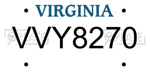 VVY8270 Virginia License Plate