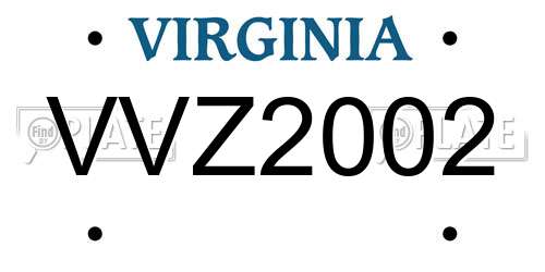 VVZ2002 Virginia License Plate
