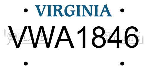 VWA1846 Virginia License Plate
