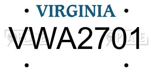 VWA2701 Virginia License Plate