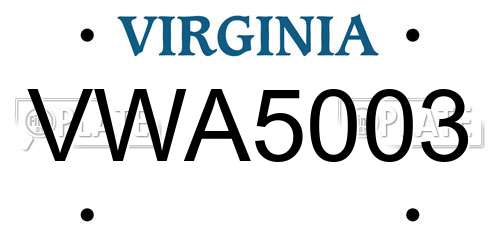 VWA5003 Virginia License Plate