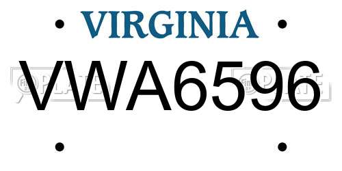 VWA6596 Virginia License Plate