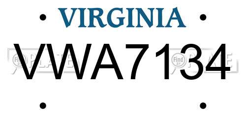 VWA7134 Virginia License Plate