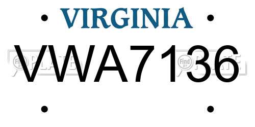 VWA7136 Virginia License Plate
