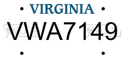 VWA7149 Virginia License Plate