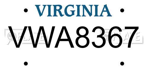 VWA8367 Virginia License Plate