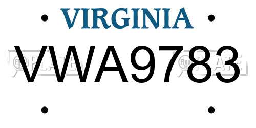 VWA9783 Virginia License Plate