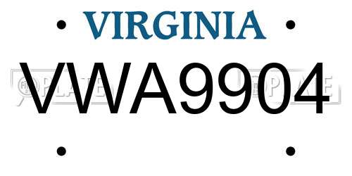 VWA9904 Virginia License Plate